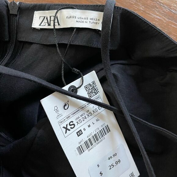 ZARA Linen Blend Strappy Mini Dress || SZ XS || Black - Picture 15 of 15